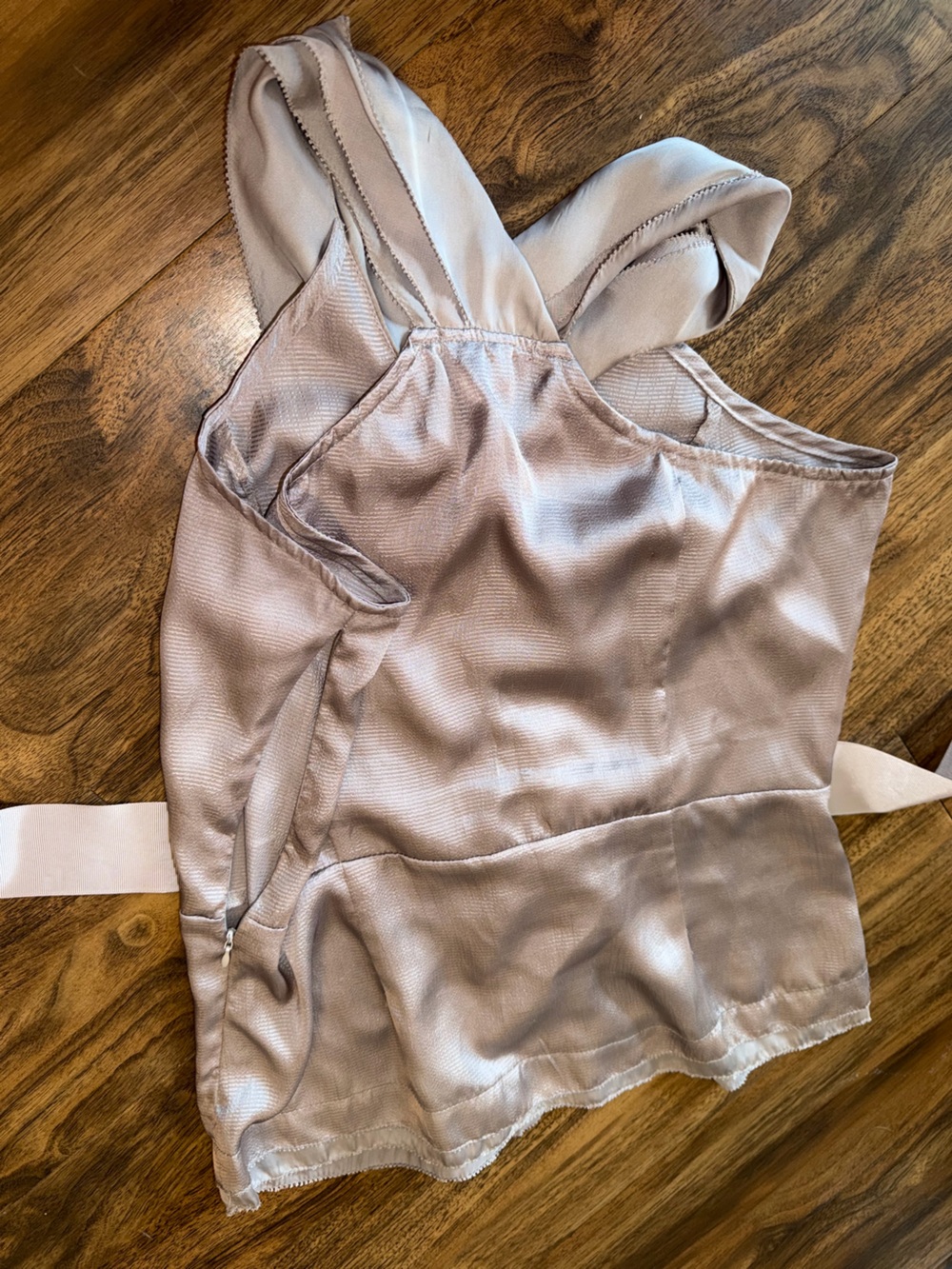 Lavender Satin Ruffle Button Halter Tank - Picture 5 of 6